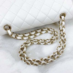 Chanel Timeless Classic Small White Caviar Gold-tone Hardware