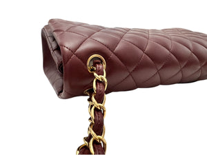 Chanel Timeless Classic Jumbo Burgundy Lambskin Gold-tone Hardware