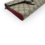 将图片加载到图库查看器，Gucci Dionysus Ebony/Beige GG Supreme Wallet on Chain WOC, Silver-toned Hardware, Red Interior
