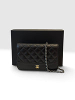 Load image into Gallery viewer, Chanel Gabrielle Quilted Wallet on Chain, Black Calfskin, Mixed-tone Hardware
