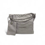 将图片加载到图库查看器，Chanel 22 Handbag Medium Quilted Dove Grey Calfskin, Silver-tone Hardware
