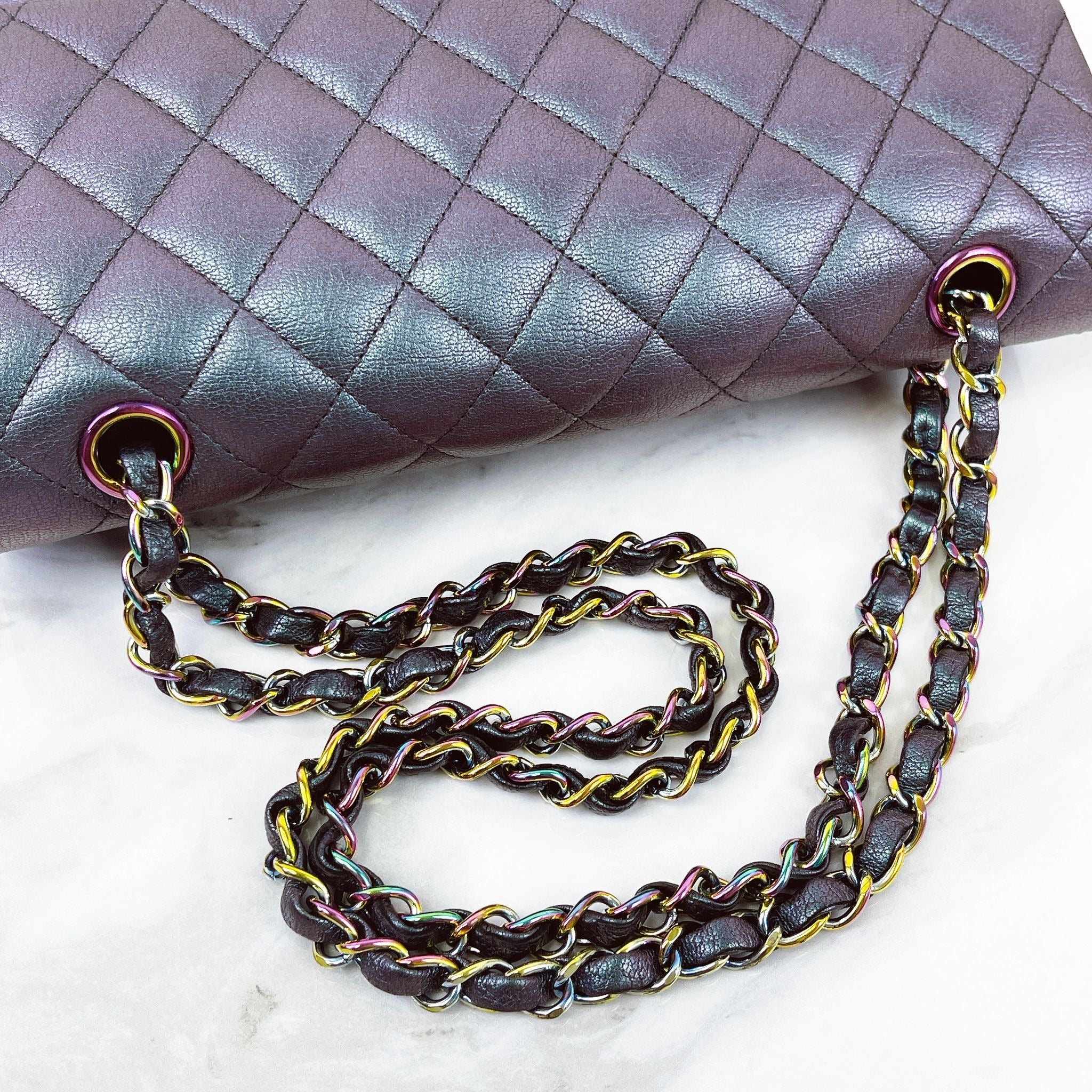 Chanel Timeless Classic Medium M/L 16C Iridescent Purple Rainbow Hardware