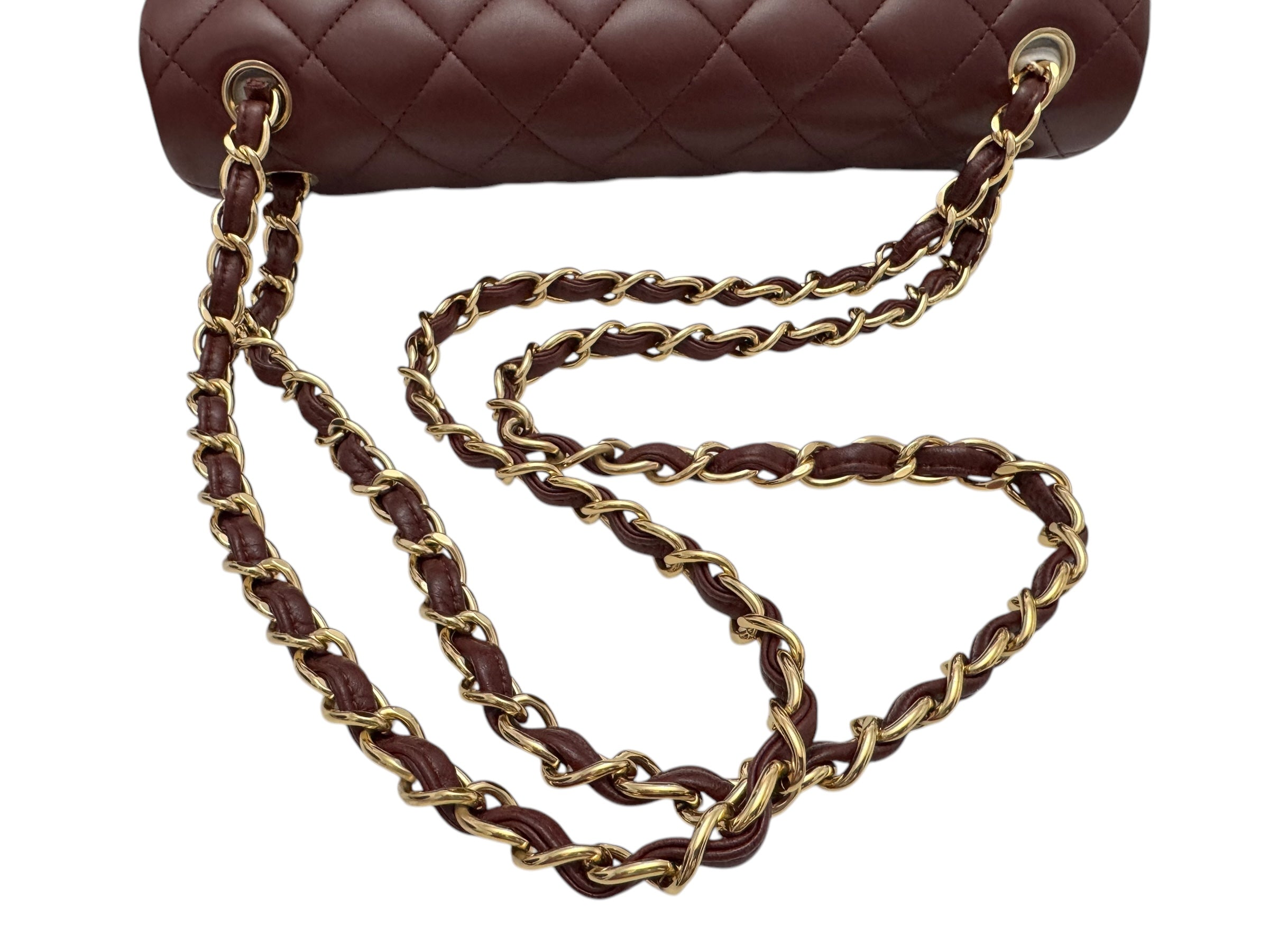 Chanel Timeless Classic Jumbo Burgundy Lambskin Gold-tone Hardware