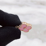 Charger l'image dans la galerie, Van Cleef and Arpels VCA Holiday Pendant, Vintage Alhambra Diamond, Pink Sevres, 18kt Gold
