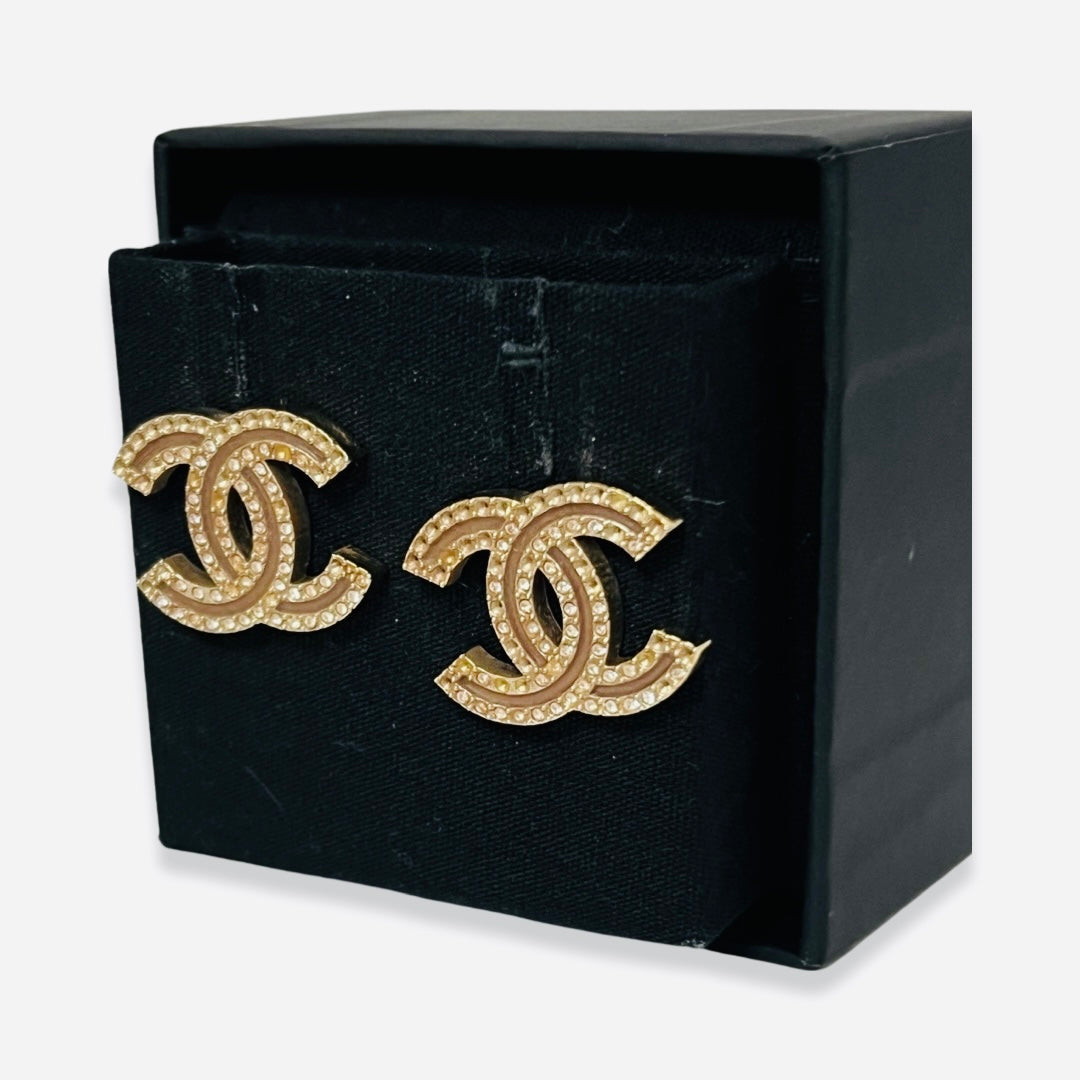 Chanel Large Gold Metal Earrings