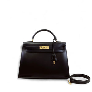 Hermes Kelly 32 Sellier Vintage Box Leather