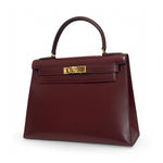 Load image into Gallery viewer, Hermes Vintage Kelly 28 Vintage Bordeaux Box Leather 24kt Gold-Plated Hardware
