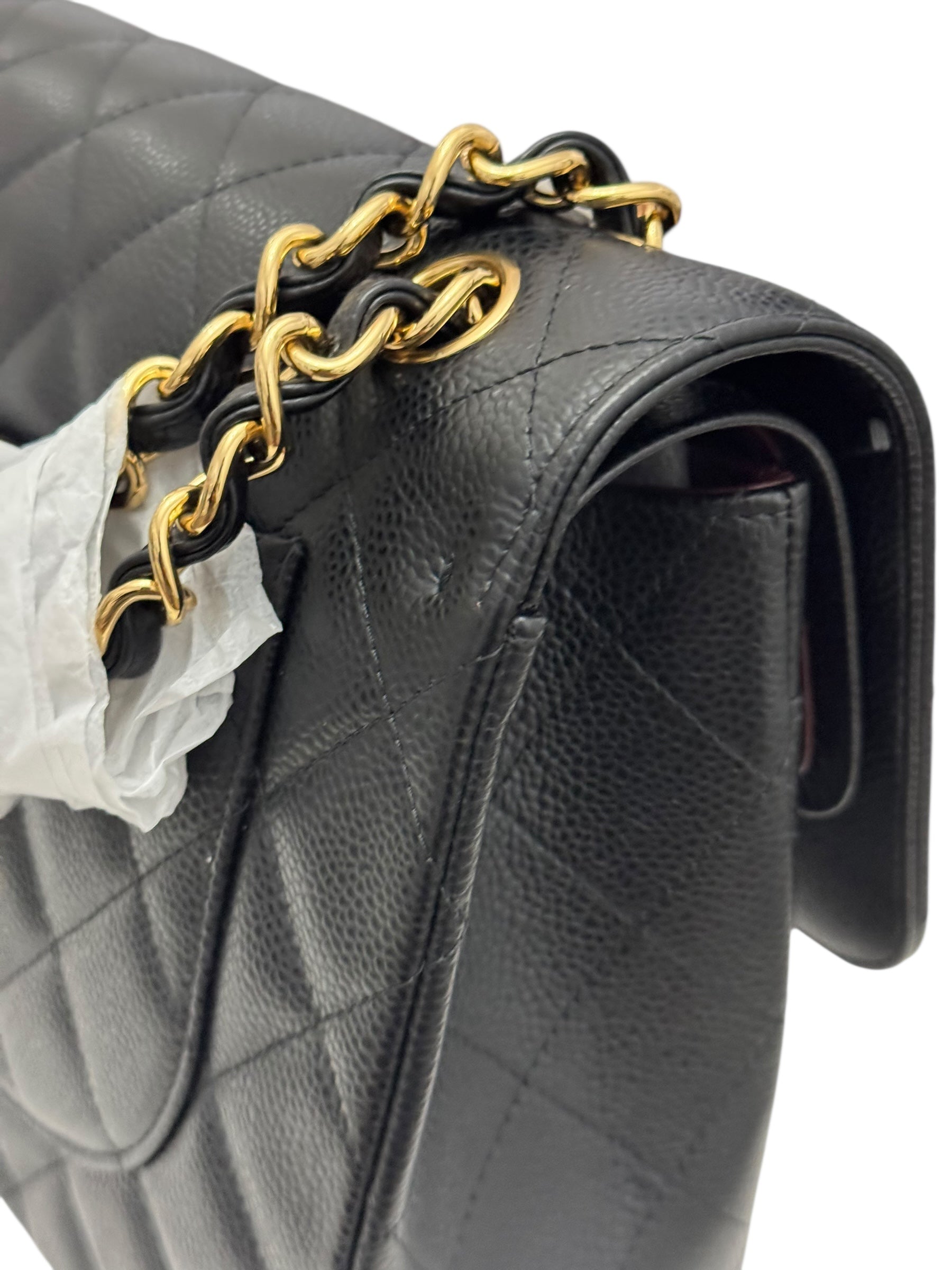 Chanel Timeless Classic Jumbo Black Caviar Gold-tone Hardware