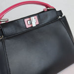 Charger l&#39;image dans la galerie, FENDI Peekaboo Iconic Satchel Mini Nappa Colorblock Black SHW
