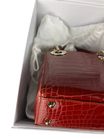 Load image into Gallery viewer, Christian Dior Lady Dior Mini Exotic Crocodile Leather Crystal and Gold Hardware
