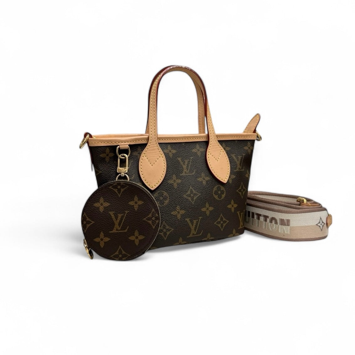 Louis Vuitton LV Neverful BB Beige Classic Monogram, Gold-tone Hardware