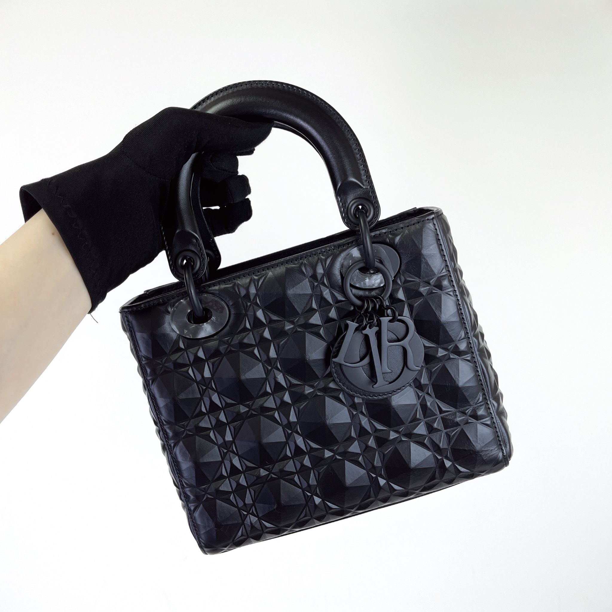 Christian Dior Lady Dior Diamond Motif Black Ultramatte Small