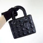 Charger l&#39;image dans la galerie, Christian Dior Lady Dior Diamond Motif Black Ultramatte Small
