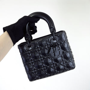 Christian Dior Lady Dior Diamond Motif Black Ultramatte Small