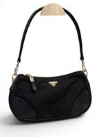 Load image into Gallery viewer, Prada Tessuto Leather and Nylon Baguette - Black, Silver-tone Hardware
