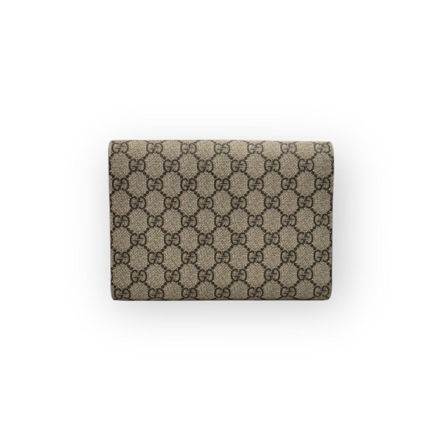 Gucci Dionysus Ebony/Beige GG Supreme Wallet on Chain, Silver-toned Hardware, Red Interior