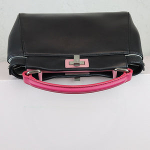 FENDI Peekaboo Iconic Satchel Mini Nappa Colorblock Black SHW