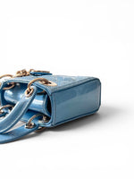 将图片加载到图库查看器，Christian Dior Lady Dior Micro Baby Blue, Gold-tone Hardware
