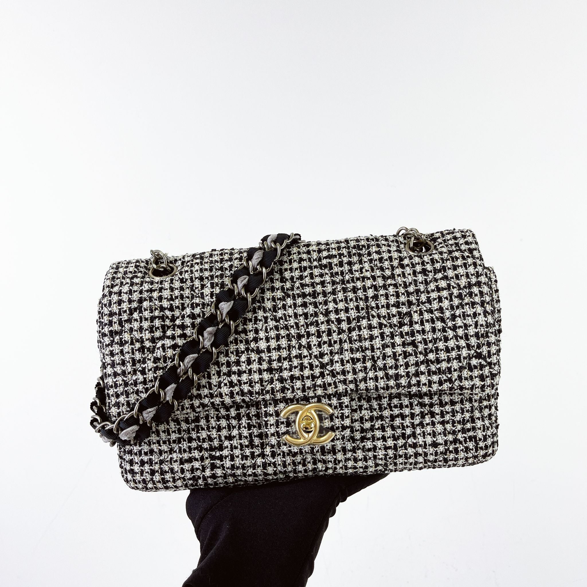 Chanel Shoulder Bag Houndstooth Tweed