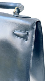 Load image into Gallery viewer, Hermes Kelly32 Sellier Vintage Black Box 24kt Plated-Gold Hardware
