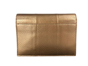 Saint Laurent YSL Wallet On Chain Gold Snakeskin Gold Hardware