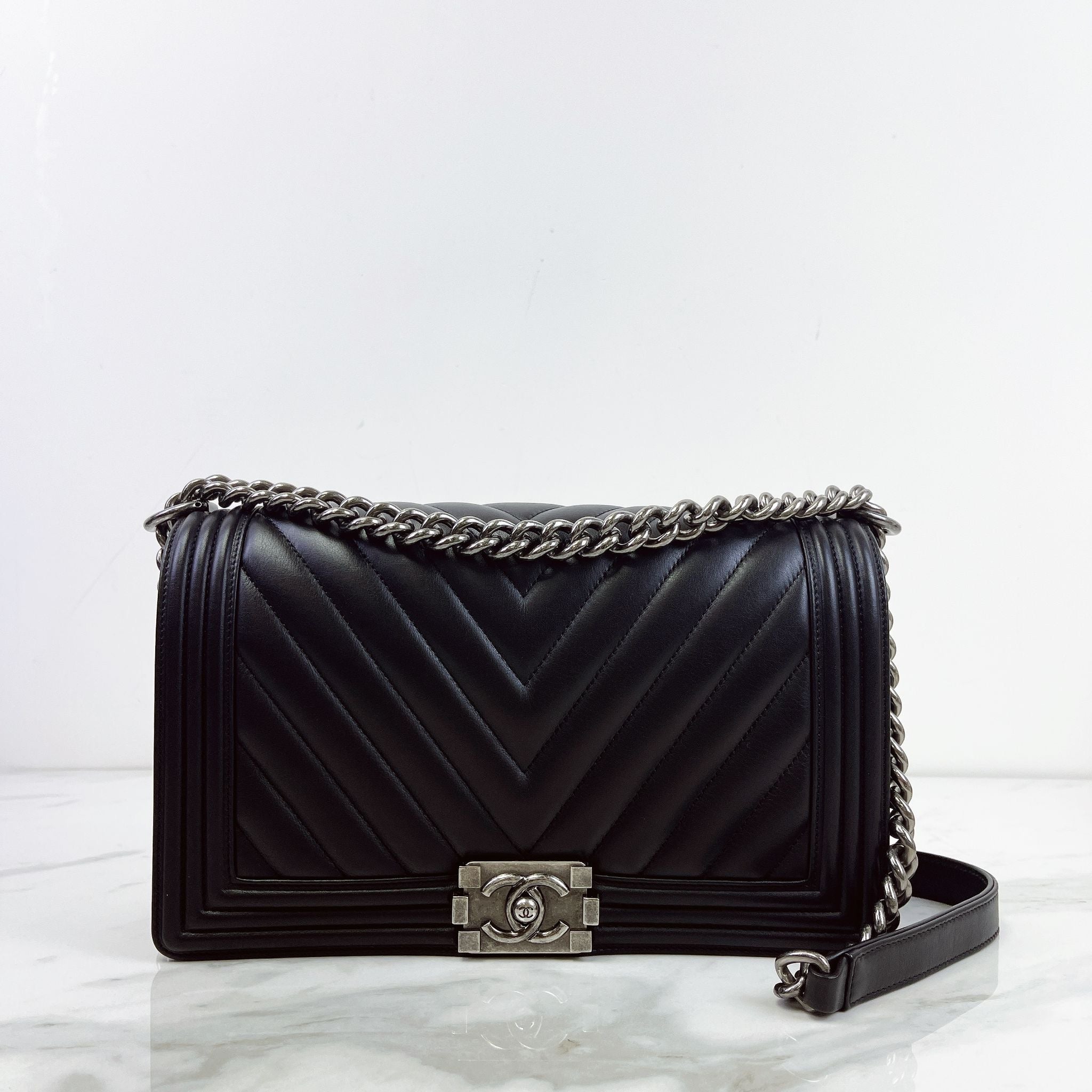 Chanel Leboy New Medium Black Lambskin Ruthenium Hardware