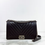 Load image into Gallery viewer, Chanel Leboy New Medium Black Lambskin Ruthenium Hardware
