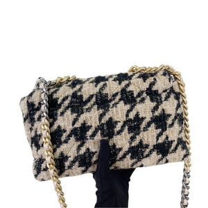 Chanel 19 Medium/Large 19K Beige Houndstooth