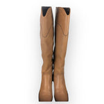 Load image into Gallery viewer, Chanel CC Riding Boots Light Brown Calfskin Womens 41.5EU/10-10.5US
