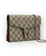 Load image into Gallery viewer, Gucci Dionysus Ebony/Beige GG Supreme Wallet on Chain WOC, Silver-toned Hardware, Red Interior
