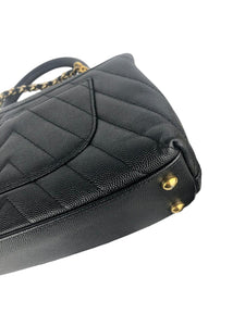 Chanel Coco Handle Small Chevron Quilted Black Caviar, Gold-Tone Hardware