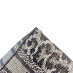 Christian Dior Lady D-Lite Medium Grey and Black Leopard Pattern Mizza Embroidery  Gold-tone Hardware