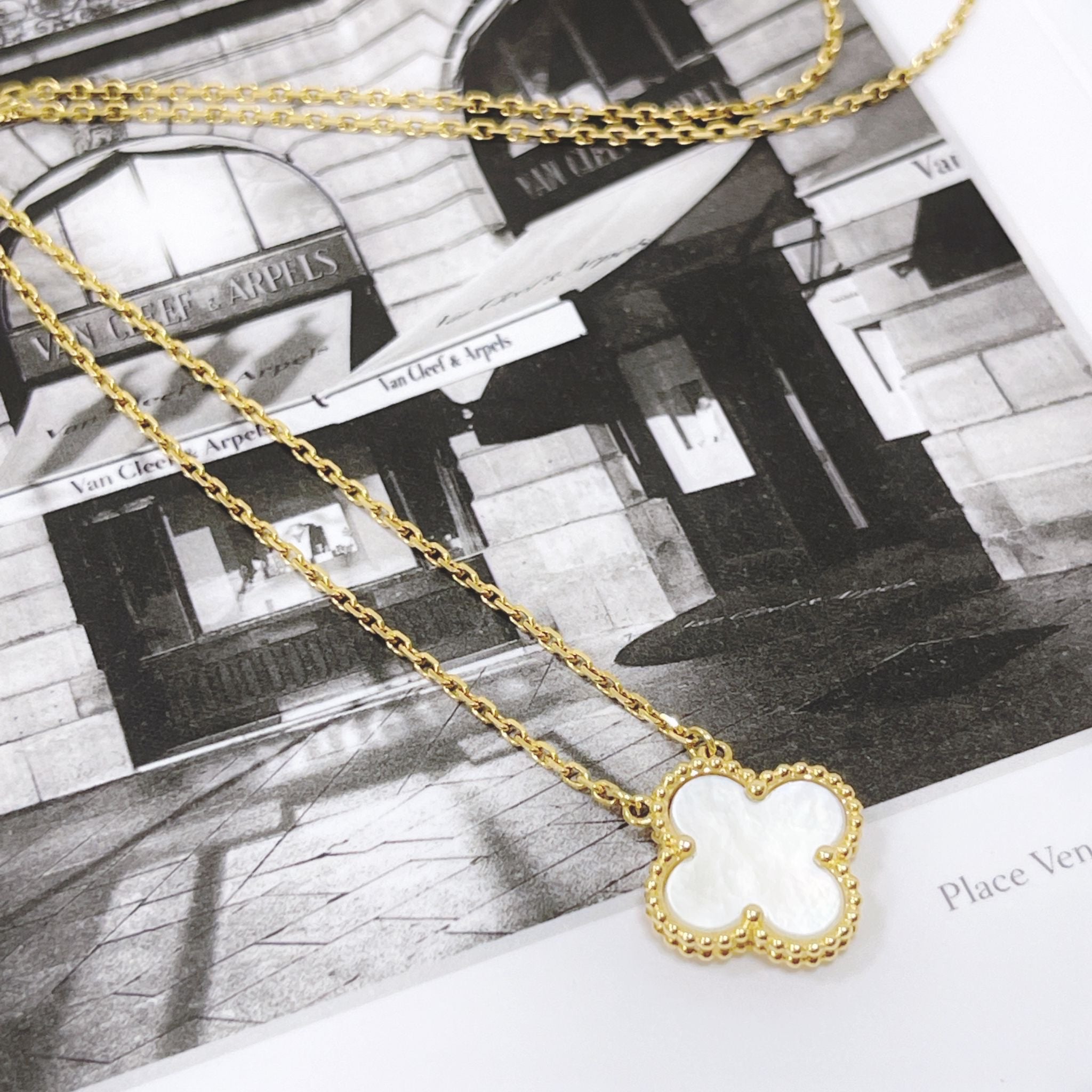 Van Cleef and Arpels Vintage Alhambra 1 Motif Pendant & Necklace