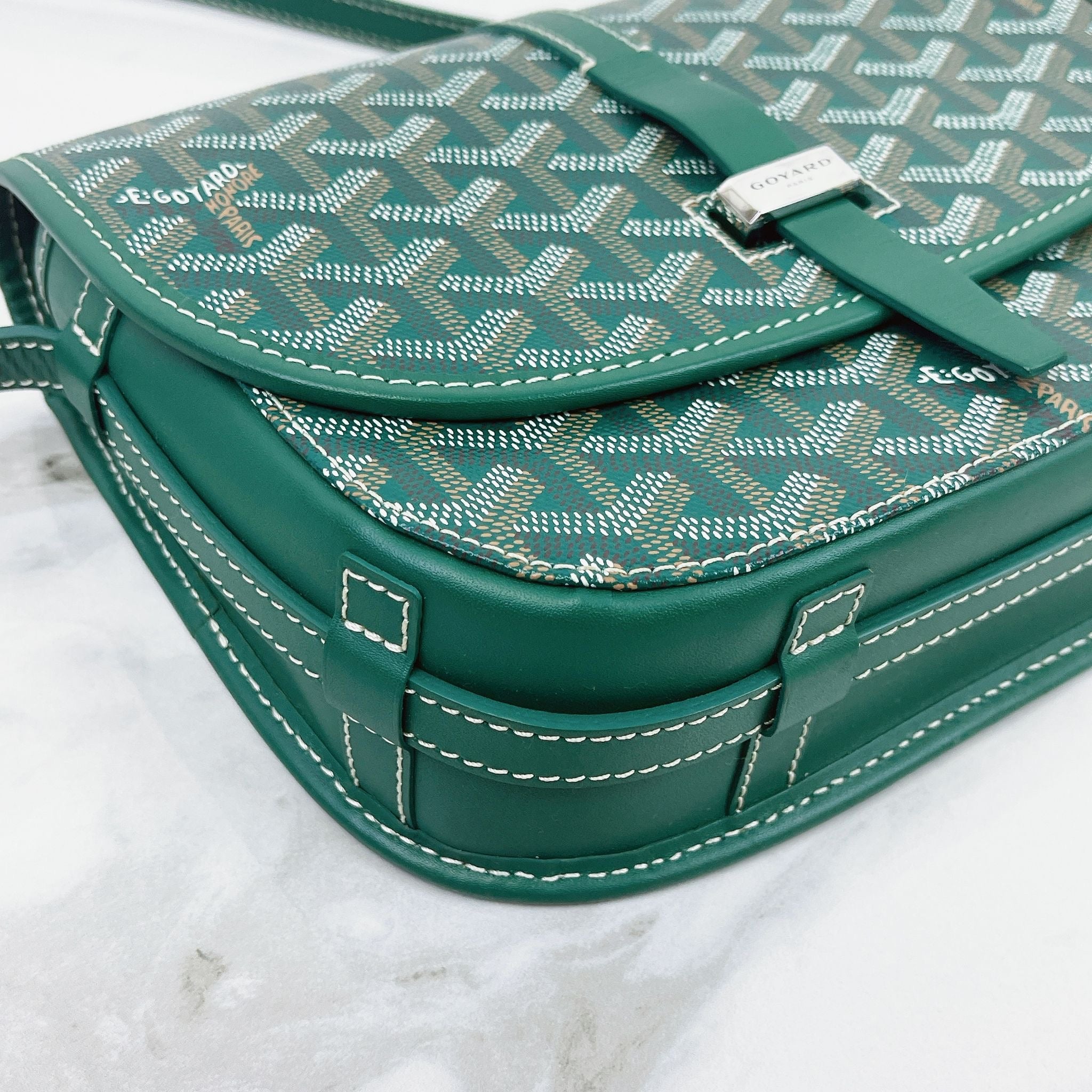 Goyard Belvedere PM Green Goyardine Canvass Palladium Hardware