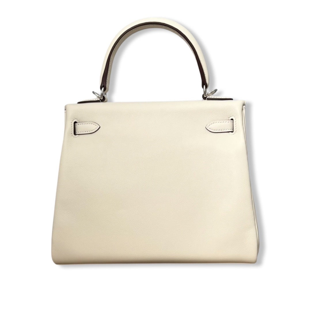 Hermes Kelly 25 Special Edition In and Out Retourne in Nata Swift Leather and Palladium Hardware