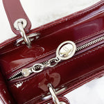 Charger l&#39;image dans la galerie, Christian Dior Lady Dior Medium Bordeaux Patent Silver-tone Hardware
