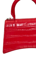 将图片加载到图库查看器，Balenciaga Hourglass XS Handbag,  Lipstick Red Croc-Embossed Calfskin, Red Enamel-plated Hardware
