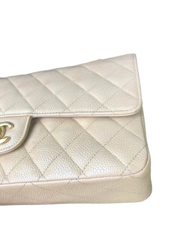 Chanel Timeless Classic Medium Beige Caviar Gold-tone Hardware