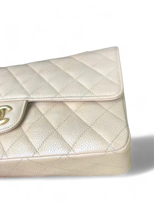 Chanel Timeless Classic Medium Beige Caviar Gold-tone Hardware