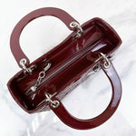 Charger l&#39;image dans la galerie, Christian Dior Lady Dior Medium Bordeaux Patent Silver-tone Hardware
