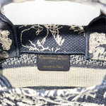 将图片加载到图库查看器，Christian Dior Book Tote Mini, Navy Toile du Jouy Embroidery, Gold-tone Hardware
