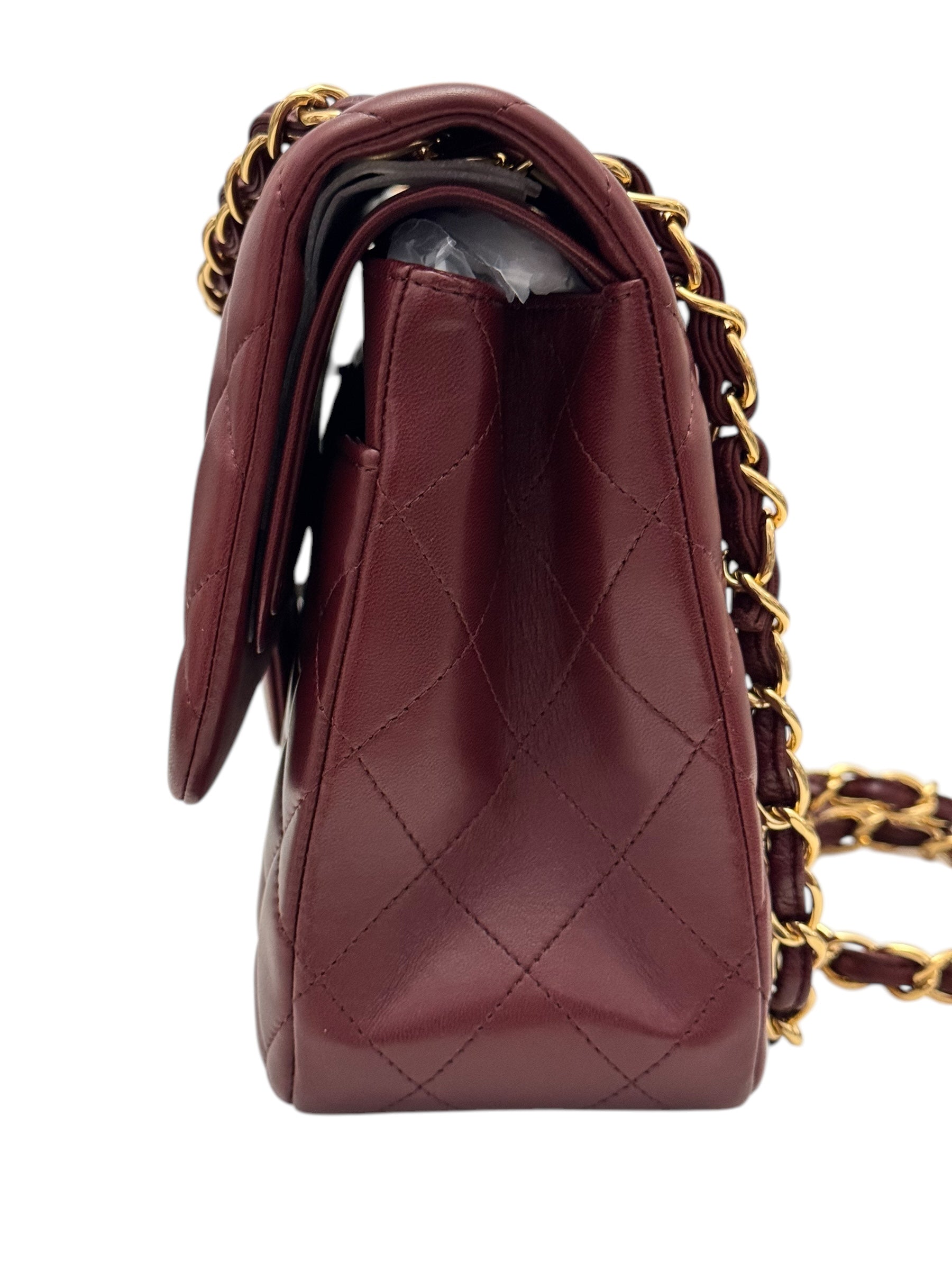 Chanel Timeless Classic Jumbo Burgundy Lambskin Gold-tone Hardware