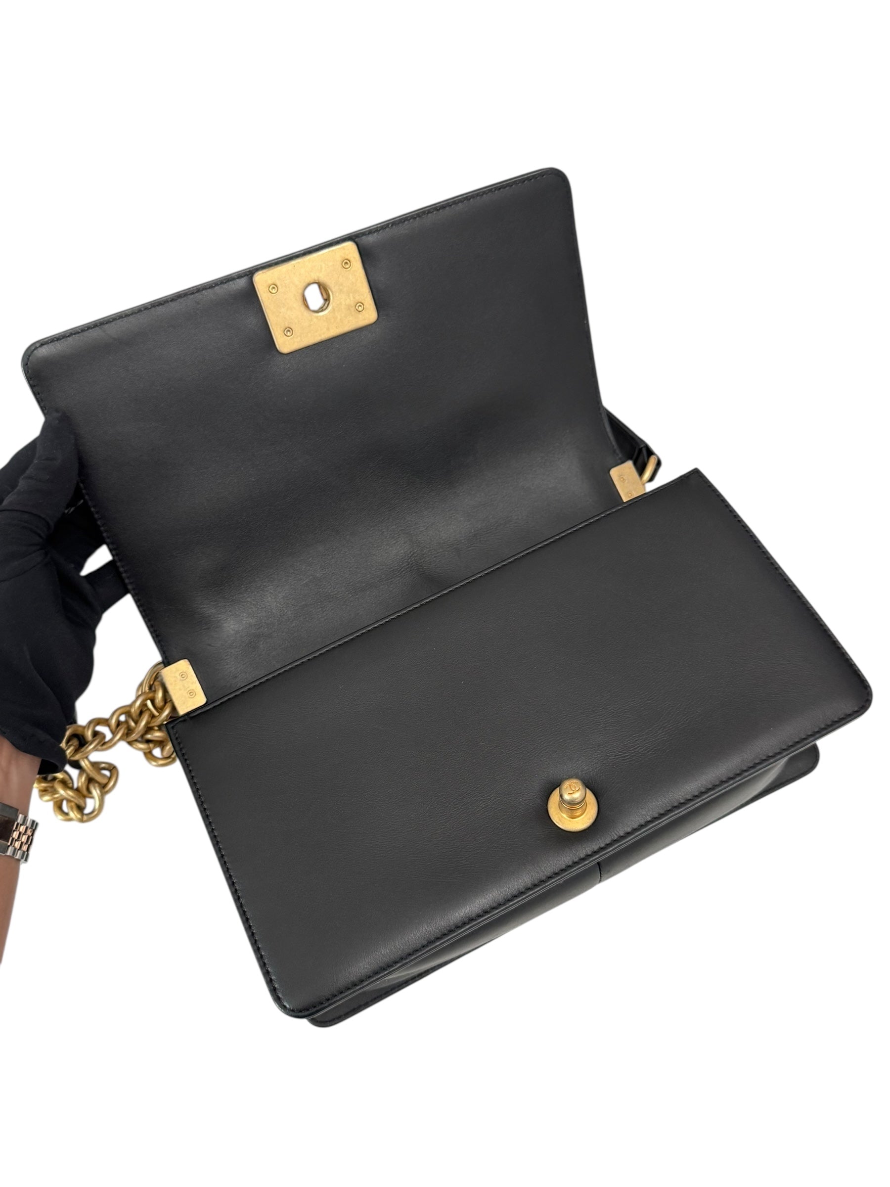 Chanel Leboy Old Medium Black Calfskin Gold-tone Hardware