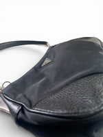 Load image into Gallery viewer, Prada Tessuto Leather and Nylon Baguette - Black, Silver-tone Hardware
