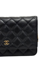 将图片加载到图库查看器，Chanel Classic Wallet on Chain Black Caviar Gold-tone Hardware
