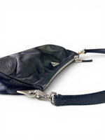 Load image into Gallery viewer, Prada Tessuto Leather and Nylon Baguette - Black, Silver-tone Hardware
