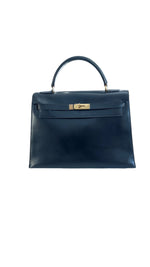 Load image into Gallery viewer, Hermes Kelly32 Sellier Vintage Black Box 24kt Plated-Gold Hardware
