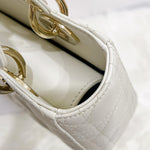 将图片加载到图库查看器，Christian Dior My Lady ABCDior Small White Lambskin Gold-tone Hardware
