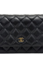 将图片加载到图库查看器，Chanel Classic Wallet on Chain Black Caviar Gold-tone Hardware
