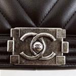 Load image into Gallery viewer, Chanel Leboy New Medium Black Lambskin Ruthenium Hardware
